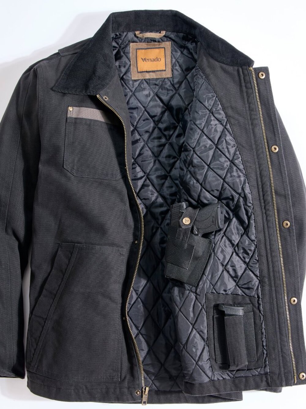 CANVAS CONCEALED CARRY JACKET - Black | 4XL